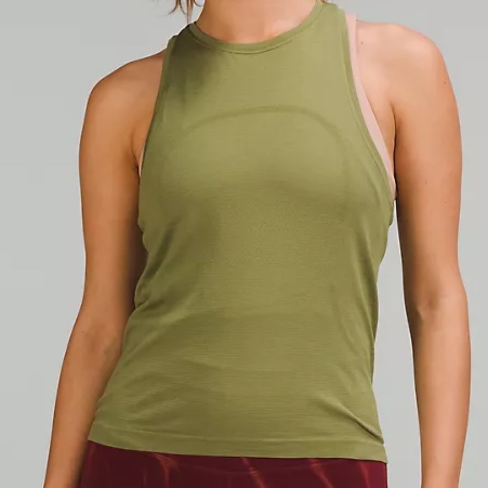 Lululemon Swiftly Tech High-Neck Bronze Green Tank Top 2.0 Race Length Size 10
